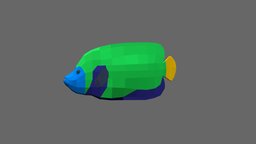 Emperor Angelfish fish, fishing, river, underwater, animals, lake, ocean, aquarium, aquatic, sealife, oceanlife, fish-cartoon, emperor-angelfish, low-poly, animal, animated, simple, sea