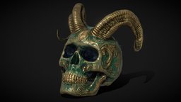 Diablo / Demon Skull horns, skeleton, diablo, demon, devil, death, demonic, dead, reaper, creepy, hell, decorative, gothic, statue, satan, ornamental, satanic, skull-3d, horror-game, satanism, skullhead, low-poly, lowpoly, skull, decoration, fantasy, spooky, decorative-object, demon-skull, horror-decoration, noai, horrorskulls, death-skull
