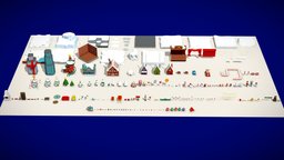 Low Poly Christmas Exteriors tree, snowman, ice, exterior, santa, elf, penguin, snow, christmas, santaclaus, gingerbread, nutcracker, newyear, celebration, christmas-tree, yety, character, blender, fantasy, ball, christma, wintertree