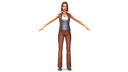 A young girl in In jeans and a vest office, shirt, people, , women, jacket, pants, brown, buisness, young, shoes, worker, jeans, slim, earrings, woman, beautiful, heels, casual, womens, necklace, personnage, secretary, braids, trousers, low-poly-model, girl, lowpoly-gameasset-gameready, blouse, caucasian, -woman, womancharacter, tights, hairstyle, employee, womenswear, woman3d, girl, casualwear, "casual-wear", "buisnesswomen", "braids-hairstyle"