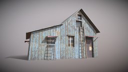 Slum X3 huts, favela, camp, hut, shack, slums, kitbash, slum, refugee
