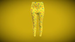 Yellow Girls Leggings Outfit cloth, textile, fashion, bottom, classic, printed, summer, highrise, 3ddesign, sporty, digital3d, apparel, leggings, 3dclothes, legging, digital, clothing, 3dclothing, appareldesign, clothdesign, clothmaking