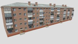 Russian brick house brick, soviet, russian, panel, town, ussr, socialism, house, city, building, khrushchevka