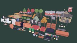 Various House and Town Props bathroom, prop, furniture, outdoor, living, kitchen, gradient, interior, livingroom