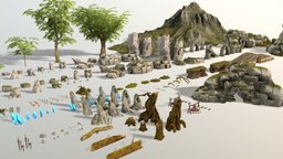 Pixel Art Nature pack trees, skeleton, forest, terrain, ivy, oak, rocks, medieval, branches, unreal, crystal, mountain, mushrooms, runestone, props, nature, moss, stump, caves, pixeltexture, roots, birch, cliffs, meadow, vases, lods, beech, pixel-art, oldweapons, substance, unity, blender, pbr, gameasset, zbrush, stylized, fantasy, bridge, gameready, "environment", "bones", "plants-nature"