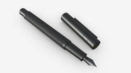 Matte black fountain pen fountain, pen, luxury, paper, ink, classic, sign, matte, signature, write, handwriting, nib, 3d, pbr, black