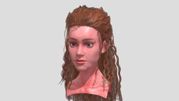 Curly Long Hair Girl Head Practice face, head, girl, female