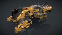 Dropship realtime, dropship, space-ship, science-fiction, substance, maya, scifi, space