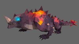 Crocodile beast, forest, africa, monsters, crocodile, animals, wild, mammal, african, safari, wildlife, poly-art, monster-cartoon, animal-cartoon, animal-prehistoric, prehistoric-cartoon, cartoon, lowpoly, creature, animal, monster