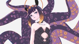 Ninomae InaNis fanart, animegirl, ina, vtuber, cartoon, blender, stylized, fantasy, anime, hololive, noai