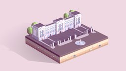 Cartoon Low Poly Buckingham Palace tree, toon, london, buckingham, palace, landmark, sight, illustration, architecture, low-poly, cartoon, art, lowpoly, cinema4d