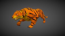 Tiger Combat Walk elephant, bear, forest, tiger, africa, animals, wild, mammal, boar, african, zoo, safari, lion, nature, wildlife, lionesss, cartoon, lowpoly, animal, wolf