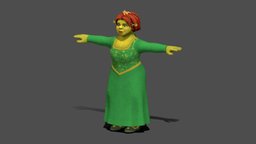 Fiona orc, donkey, movie, facial, shrek, fully, orge, cartoon, animated, rigged