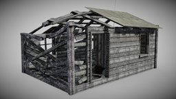 Burned House A damaged as1 wooden, burned, wooden-house, house, village, burned-house