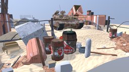 TANK & ENVIRONMENT (Debris) barrel, desert, boxes, wreck, junk, debris, rubble, tank, pipeline, unmanned, bottles, canister, scree, maya, design, container, wall
