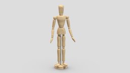 Wooden Manikin office, room, modern, wooden, biped, doll, obj, ready, furniture, living, mannequin, fbx, decor, realistic, supplies, jointed, manikin, maya, 3d, art, wood, interior
