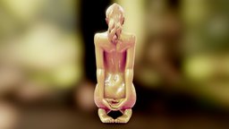 Glass Girl sitting, statuette, transparent, woman, yellow, beautilul, girl, glass