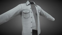 White Denim Shirt tshirt, cloth, shirt, fashion, long, clothes, folded, jeans, casual, mens, men, denim, apparel, sleeved, character, blue, human, clothing