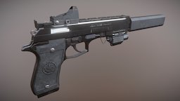 Custom Beretta 87 Target (PBR Metallic) osprey, scope, handgun, firearm, acog, sight, silencer, pistol, beretta, weaponry, attachments, substanceweapon, substancepainter, weapon, weapons, military, laser, gun, gear, guns