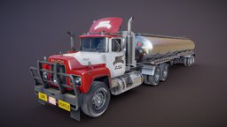 Vintage tanker truck drive, transport, highway, fuel, tank, driver, peterbilt, madeinjapan, semitruck, daycab, snowrunner