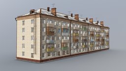 House 1-447 Khrushchev room, brick, windows, flat, housing, balkon, ussr, rooms, corpus, ussr-architecture, khrushchyovka, house, home, building, khrushevka
