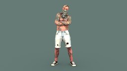 Tattooed Bully anatomy, people, standing, photorealistic, urban, homme, , gunman, vandal, gang, casual, gangster, bully, piercing, crowd, man, street, male, guy, hooligan, cityzen