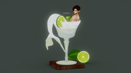 Merman Margarita green, ice, mermaid, merman, lime, margarita, glass