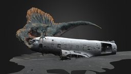 Jurassic Park Scene t-rex, scene, sculpt, bird, mesh, pencil, spinosaurus, jurassicpark, creature, zbrush, animal, dinosaur