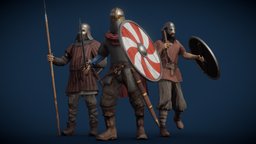 Vikings warrior, sentry, viking, medieval, unreal, clothes, guard, beard, north, 4k, fbx, realistic, runes, norse, chainmail, tunic, varangian, character, unity, game, blender, pbr, sword, pirate, rigged, shield, knight, noai