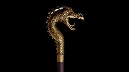 Dragon wand prop, spell, harry, wand, metal, props, potter, hogwarts, fantasticbeasts, substance, painter, weapon, asset, game, 3d, blender, art, digital, fantasy, dragon, sculpture, magic, gold