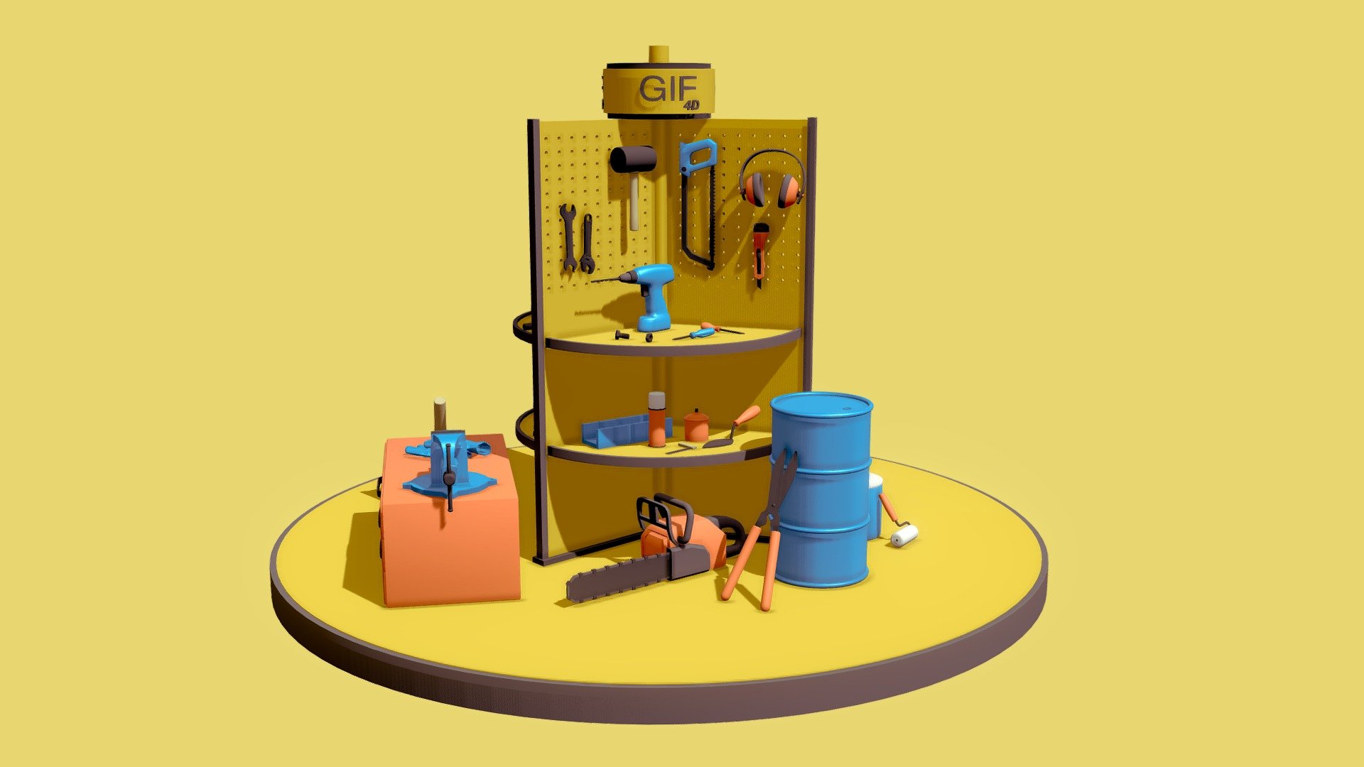 This pack contains 50 Unique 3d models of stylized garage tools. They are UV-Unwrapped, low-poly, quad-based, and ready for 3d artists and game development. 

Download Here:
https://tinyurl.com/y84y75m2

Download files contain: C4D, FBX and OBJ file.
(the pack does not contain any textures) - 50 Tools Pack (Low Poly) - 3D model by gif4d 3d model