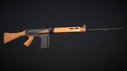 Low-Poly FN X8E1 fal, battle-rifle, 762x51mm, lowpoly