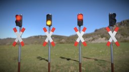 Andreaskreuz Version 3 (High-Poly) train, rail, track, traffic, highway, sign, outdoor, high-poly, warning, freeway, industrial, andreaskreuz, st-andrews-cross, crossing-signals