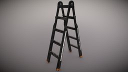 Step Ladder stairs, style, ladder, foot, aluminium, step, metashape, stair, staircase, game, pbr, black, steel