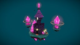 Demonologists castle tower, warcraft, wizard, castle, b3d, handpaint, crystal, ps2, crystals, warlock, fortress, demons, glow, sorcerer, lair, arcane, lowpolymodel, stronghold, floatingisland, mobileready, handpainted, blender, lowpoly, blender3d, gameasset, fantasy, gameready, fantasybuilding, frozenthrone, floatingcastle, crystaline