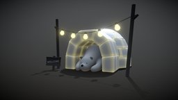 Bear in an igloo bear, igloo, polarbear, cartoon, 3december2022challenge