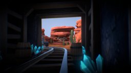 Desert scene, train, crate, skeleton, railroad, barrel, canyon, cactus, mine, mining, desert, bone, raptor, mountain, sand, railway, crystals, utahraptor, paleontology, minerals, mountains, cliffs, location, jurassicpark, jurassicworld, draisine, scooby-doo, handcar, jigger, stylized-environment, new-mexico, railroad-car, cartoon, vehicle, gameart, skull, stylized, rock, dinosaur, "pump-trolley", "pump-car", "mining-car"