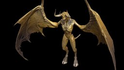 FlyingDemon1 armor, ancient, rpg, demon, unreal, mutant, claws, doom, spawn, butcher, executioner, weapon, character, unity, game, pbr, low, poly, skull, monster, rigged