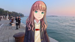 南 夢芽 Yume Minami fanart, avatar, animegirl, celshade, anime3d, ssssgridman, character, girl, anime, ssssdynazenon