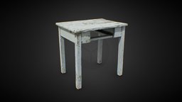 Table Wood 3D Scan room, wooden, white, exterior, desk, paint, prop, vintage, medieval, item, desktop, rustic, dirt, brown, furniture, table, dirty, realistic, old, kitchen, nature, peelingpaint, peel, peeling, architecture, photogrammetry, design, 3dscan, home, wood, interior