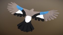 Low Poly Bird: Eurasian Jay bird, jay, eurasian, character, low, poly, stylized
