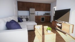 Modern High-Rise Apartment (VR Scaled) room, modern, bathroom, bedroom, apartment, vr, bakedtextures, modern-house, baked-lighting, rendered, baked-textures, apartment-interior, apartmentchallenge, noai