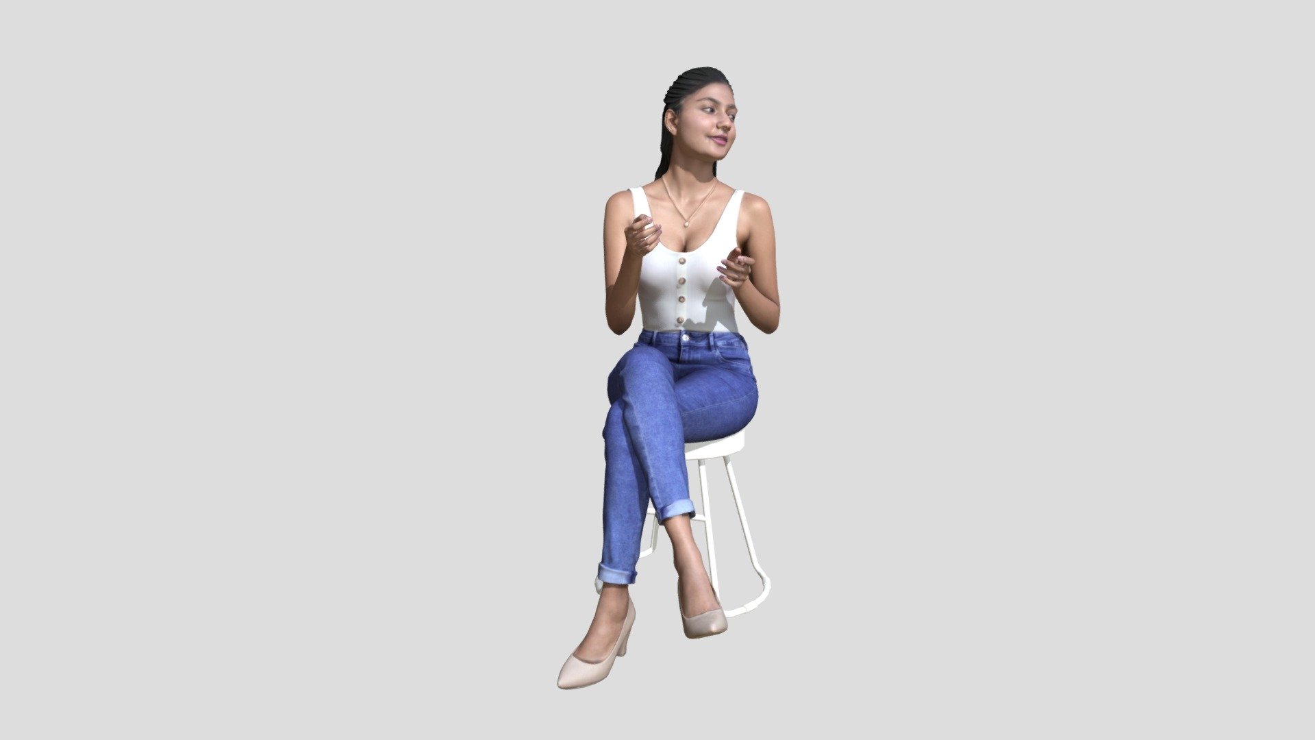 Check out our entire 3D people and clothing collection at https://numikpopulate.com/

Render Engine Compatibility:




Vray 3.60.03 + 3DS Max 2014 and later

Corona 3 (Hotfix 2) + 3DS Max 2014 and later

3D model details:




Geometry: Polygon Triangulated

Polygons:30,000

Vertices:15,000

Textures:




4096 x 4096 Diffuse Map

4096 x 4096 Reflection Map


4096 x 4096 Normal Map




Materials: Yes



UV Mapped: Yes

Unwrapped UVs: Non-overlapping

Files included:




3dsMax 2014 with V-Ray 3.60.03

3dsMax 2014 with Corona 3 (Hotfix 2)

.OBJ

.JPEG Character Diffuse Map 4096 x 4096 Resolution

.PNG Character Normal Map 4096 x 4096 Resolution

.JPEG Character Reflection Map 4096 x 4096 Resolution

Additional information:




Units in Millimeter

This model is not rigged or non-animatable
 - Kay 2034 Woman Sitting - Buy Royalty Free 3D model by Numik Populate - 3D People (@Numikpopulate) 3d model