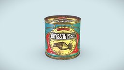 Abyssal fish brass Can food, fish, rust, prop, can, cans, gamedev, abyssal, gameasset