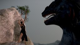 Andromeda and the monster diorama, greek-mythology, substancepainter, blender, monster