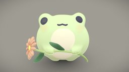 Flower Frog plant, cute, flower, small, animals, frog, adorable, chibimodel, maya2019, substancepainter, zbrush