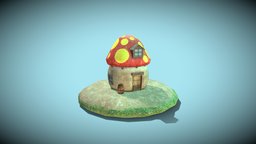 Mushroom House mushroom, cartoony, smurf, cartoon, lowpoly, house
