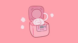 Cat Rice food, cat, cute, pet, spring, diorama, kawaii, handpainted, lowpoly