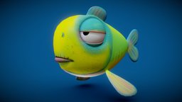 Fixe the Fish caricature, fish, cute, caribbean, tropical, cartoony, ocean, cartoonish, aquatic, peixe, pez, swimming, poisson, fisch, shore, bigeyes, stylizedcharacter, fishball, character, handpainted, cartoon, blender, texture, lowpoly, hand-painted, stylized, textured, funny, sea, karmalab, noai