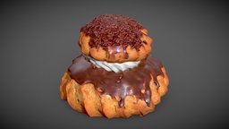 Chocolate Nun france, paris, food, french, chocolate, dessert, bakery, pastry, chocolat, nun, boulanger, viennoiserie, pbr, scan, gameready, vienoiserie, religieuse